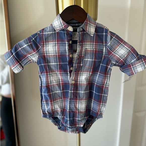 OshKosh B'gosh Other - OshKosh B’gosh 18M button up plaid onesie shirt, brand new with tags